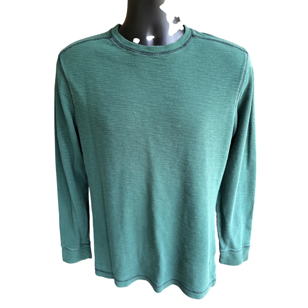 Banana Republic Mens Green Waffle Knit Thermal Long Sleeve Shirt Medium Cotton